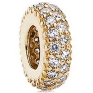Pandora 14K Yellow Gold CZ Pave Spacers.